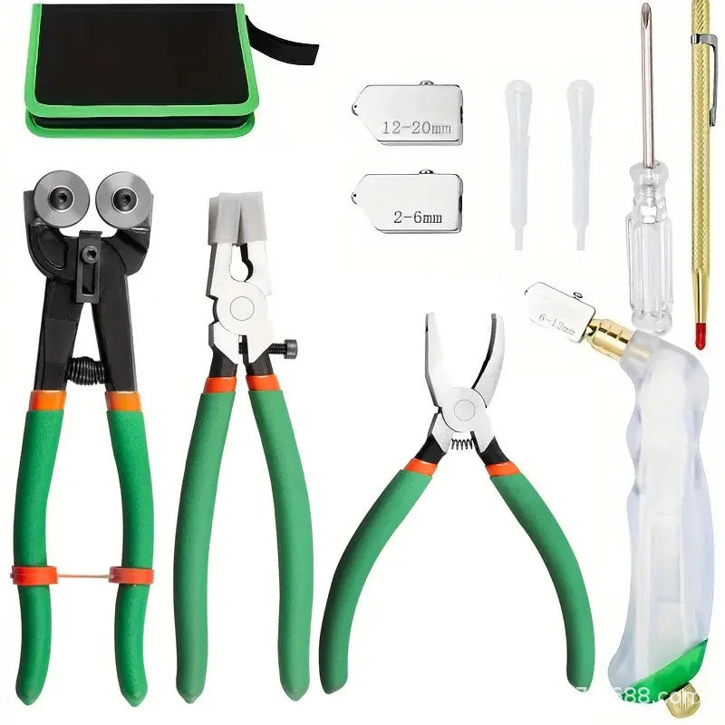Glass Cutting Tool Kit Glass Running Breaking Pliers Tile Nippers Cutter Mosaic Cutter Tool With Tile Marker Cutting Wheel