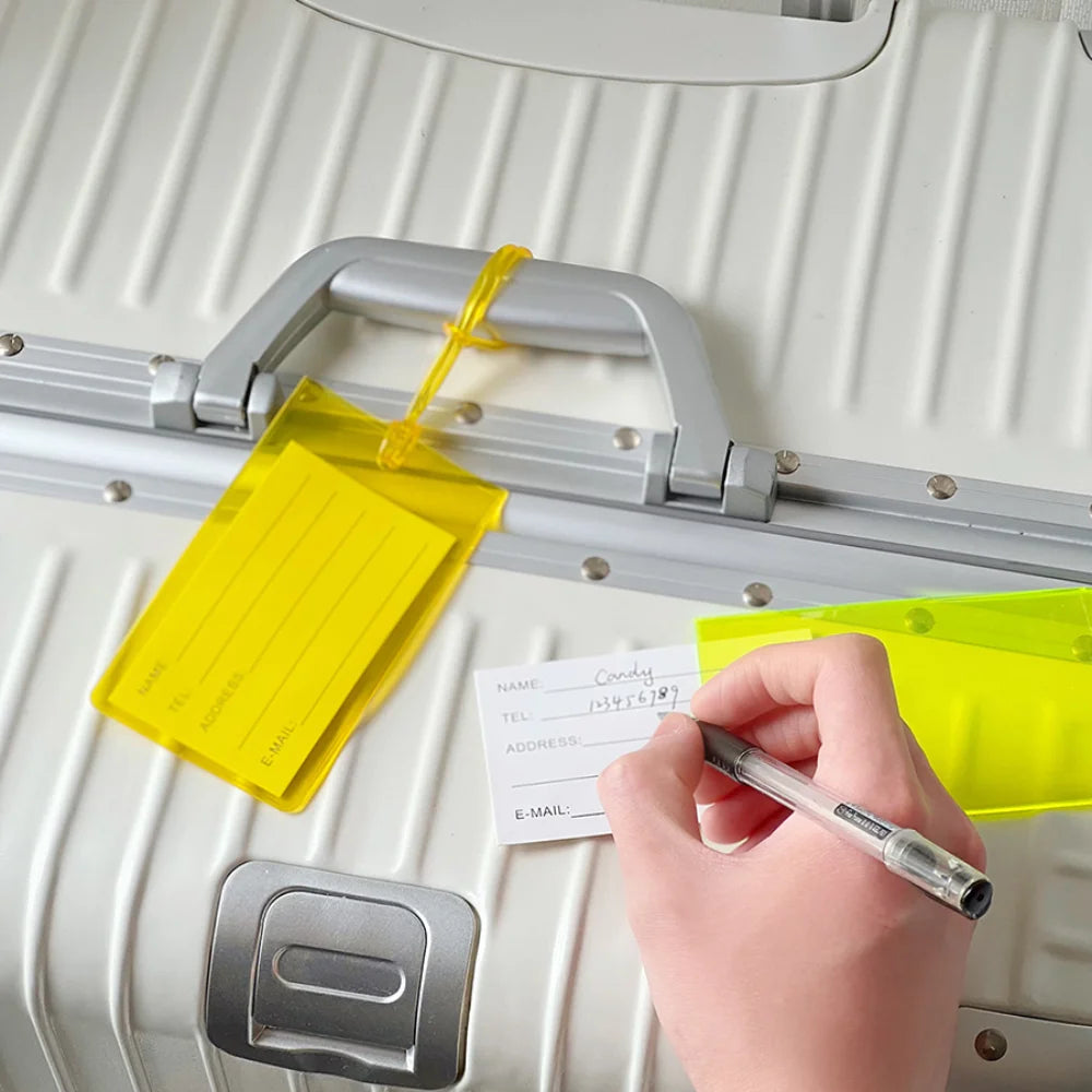 Soft Fluorescent Luggage Tag PVC Boarding Pass Information Card Address Label Colorful Airplane Suitcase Tag Holiday