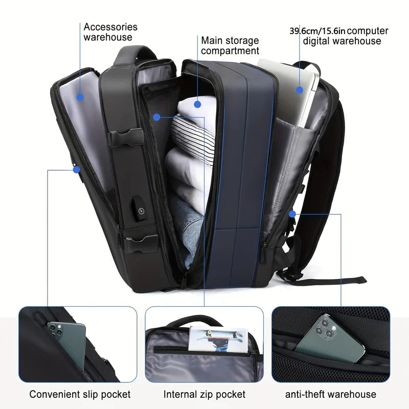 180 °   Box Opening Travel Backpack |   20-inch Luggage Level Capacity Business Laptop Bag