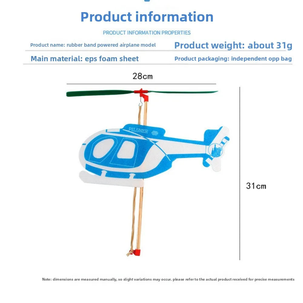 Ligthweight Airplane Glider Toy Model Popular Multistyles Rubber Band Powered Helicopter DIY Assemble Airplanes Toy