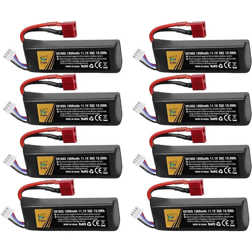 Lithium Polymer Battery 501865 1800mAh 30C T PLUG 11.1V for RC Car Water Gun Mini Paintball Air GunElectric Toy Gun Accessories