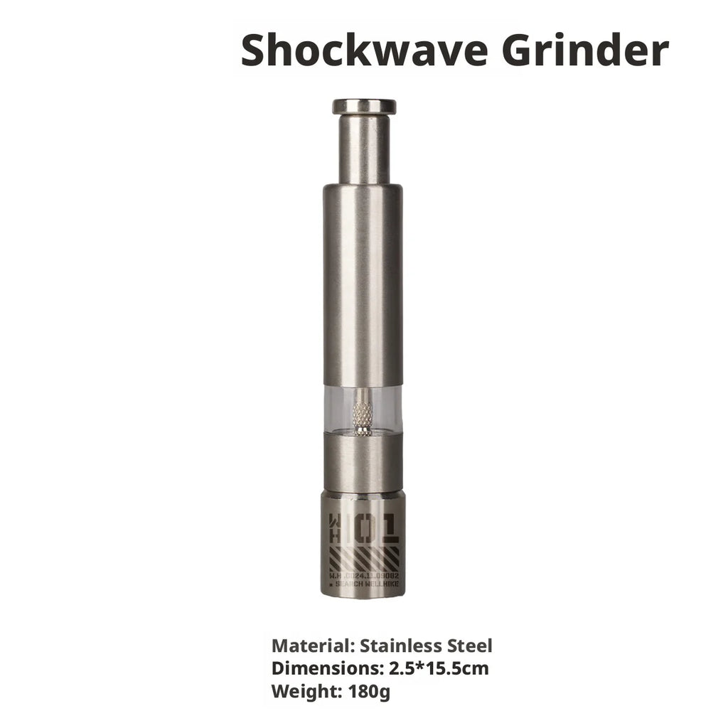 WELLHIKE Shock Wave Grinder - Stainless Steel Tactical Pepper & Sea Salt Manual Press Spice Shaker with GZ Silicone Sleeve