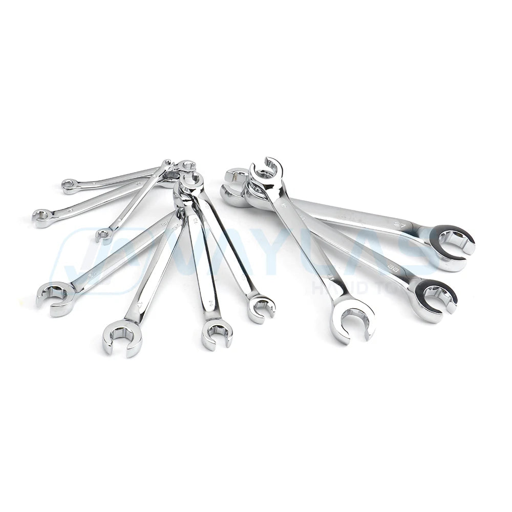 6-27mm Flare Nut Wrench Brake Line Wrench Key 15 degree Offset Double Open End Repair Remove Nuts on Fuel Tube in Tight Spaces