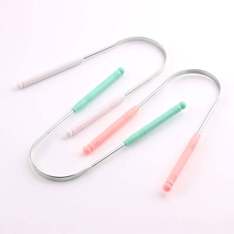 Hot 1PC Stainless Steel Tongue Scraper Cleaner Fresh Breath Cleaning Coated Tongue Toothbrush Oral Hygiene Care Tools