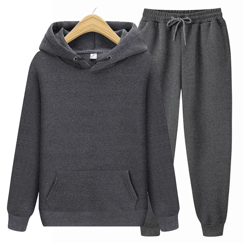 New Womens Solid Color Sets Hoodies Pants Autumn Winter Hooded Sweatshirt Sweatpants Hoodie Pant Hoody Pullover Female Suit