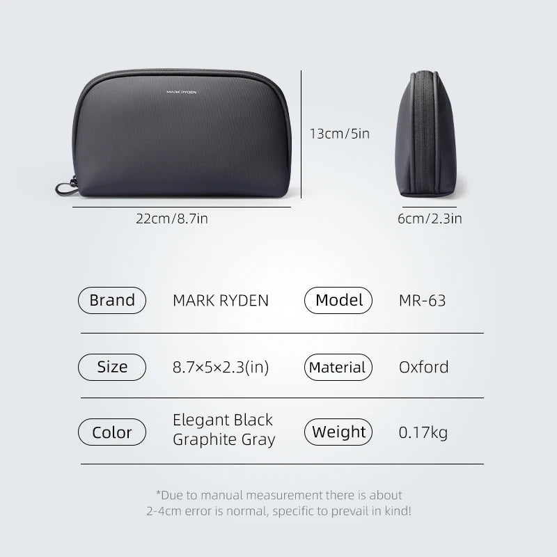 MARK RYDEN Digital Accessories Storage Bag Portable Travel Electronics Organizer Multi-Pocket Handbag
