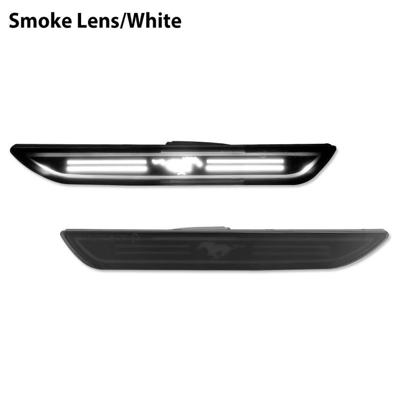 For Ford Mustang 2015-2022 Clear & Smoked Lens LED Side Marker Lamp Red Rear Side Fender Lights
