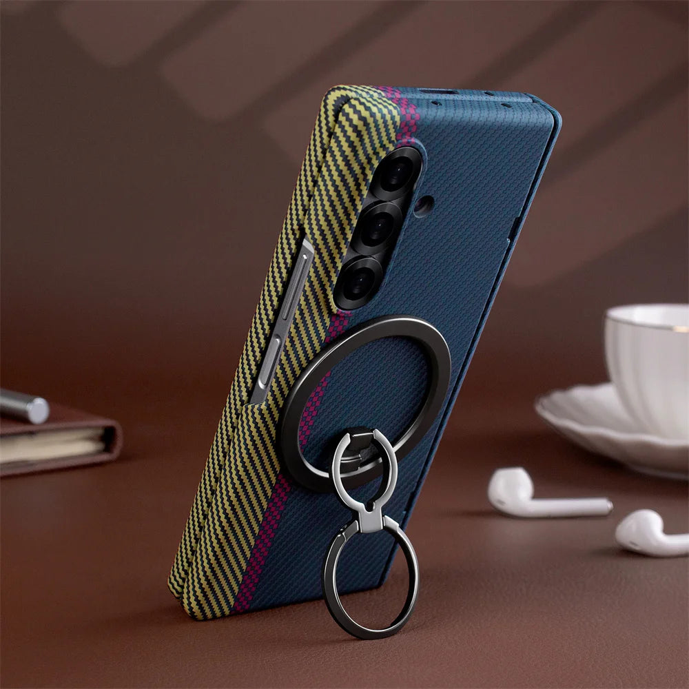Strong Magnetic Magnet Folding Stand Carbon Fiber Phone Case for Samsung Z Fold 8 Ultra ZFold 7 6 5 4 3 Flip Hinged Back Cover