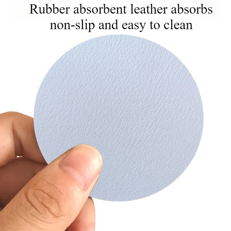 2pcs Car Big Eye Interior Coaster Wear-Resistant and Absorbent Leather Non-Slip Anti-Shock Anti-Water Leakage Proof