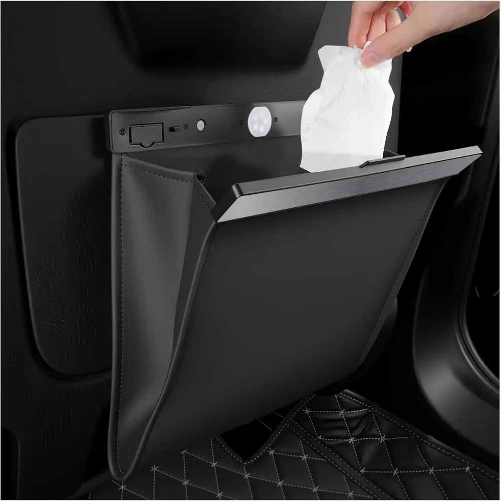 Car Trash Can Leak-Proof, Strong Magnetic Auto Trash Bin for Cars Organizers and Storage, Garbage Can with Automotive Trash Bag