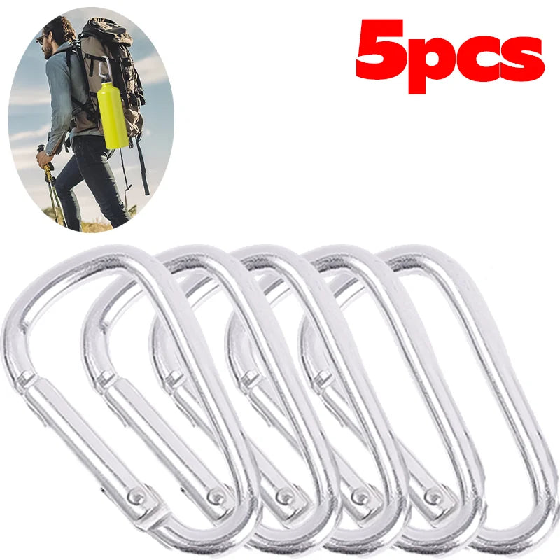 D Ring Carabiner Aluminum Alloy Keychain Clip for Water Bottle Bluetooth Headset Backpack Buckle Outdoor Camping Hiking 20/2pcs