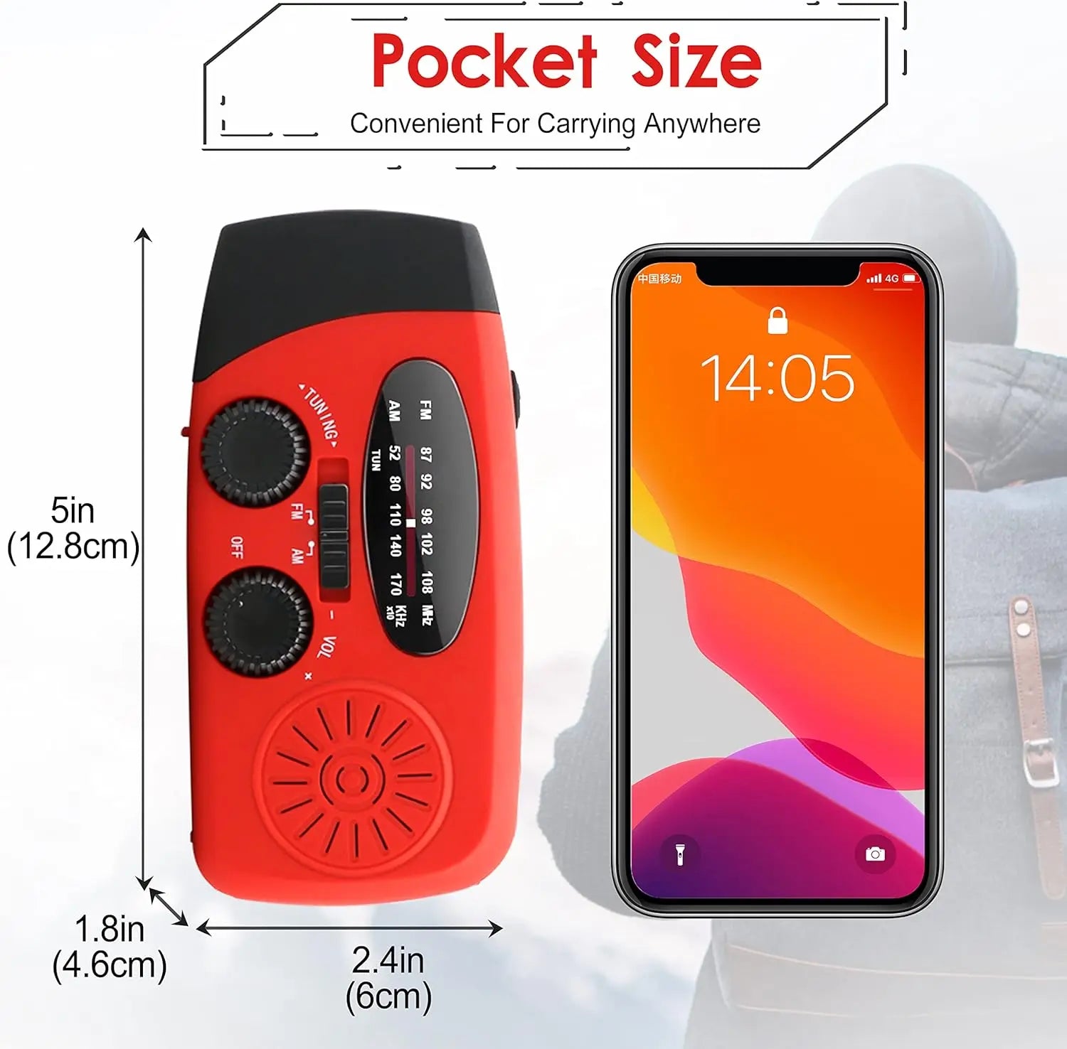 Multifunctional Hand Cranked Generator Power Bank Solar Weather Radio Outdoor Emergency Portable USB Charging Suitable Outdoor