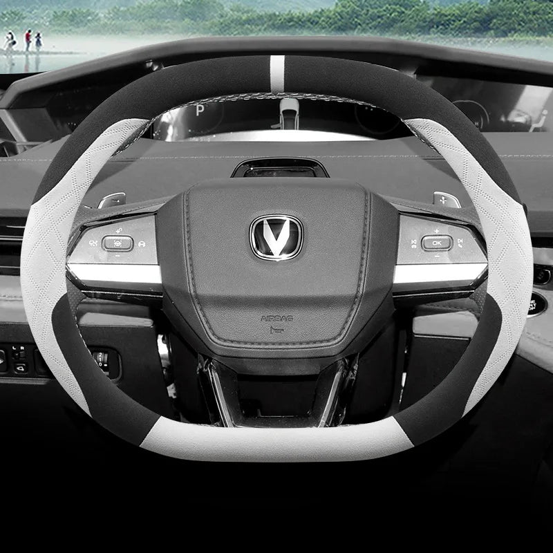 Suede Breathable Car Steering Wheel Cover for Changan Univ Unik Unis CS55 PLUS 2022 2023 2024 2025 Accessories All Season