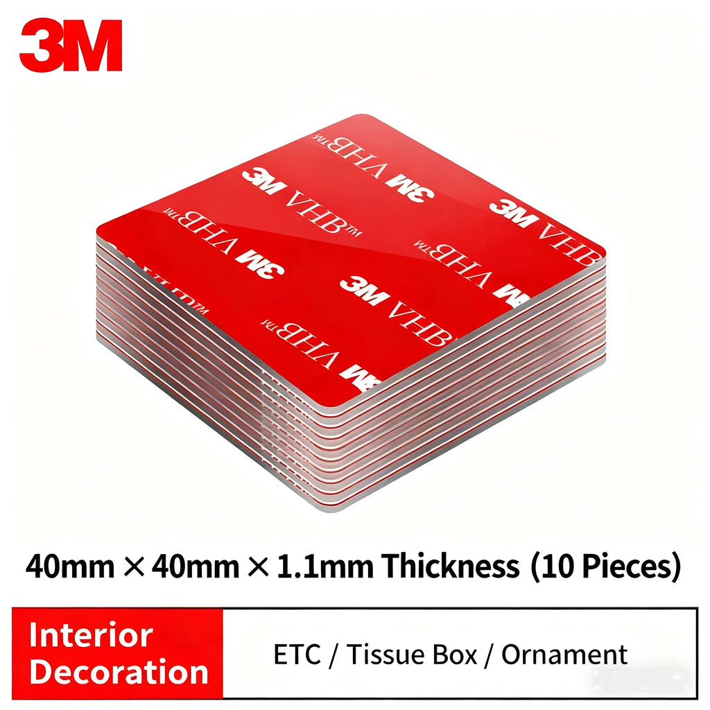 3M 10pcs Strong Double Sided Tape Adhesive Square/Round High Viscosity Traceless Foam Adhesive Tape for Car Special Fixed Wall