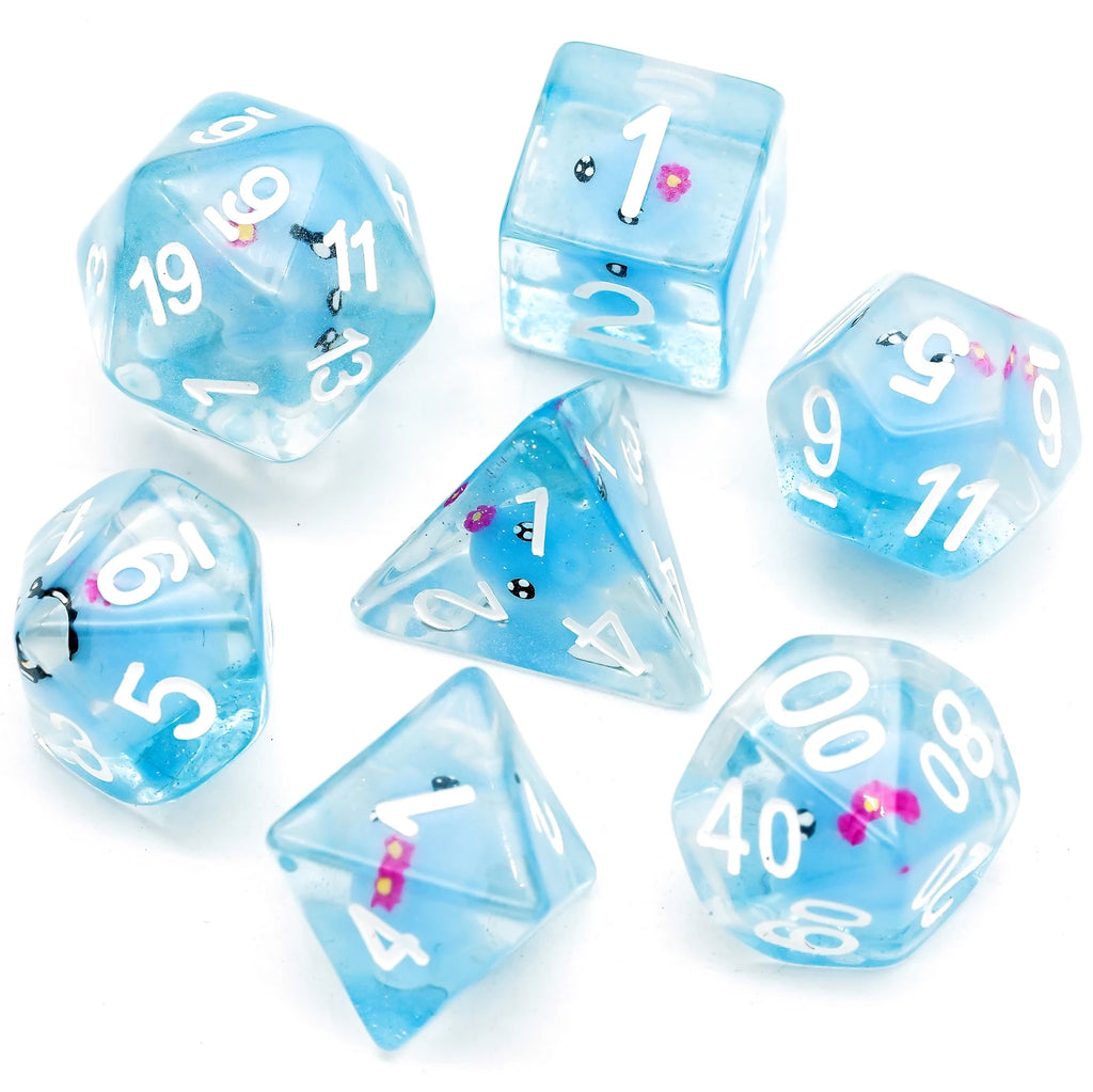 Cusdie Cute Animals DnD Dice Resin D4 D6 D8 D10 D% D12 D20 Polyhedral Dice Set for D&D Pathfinder Role Playing Table Board Games
