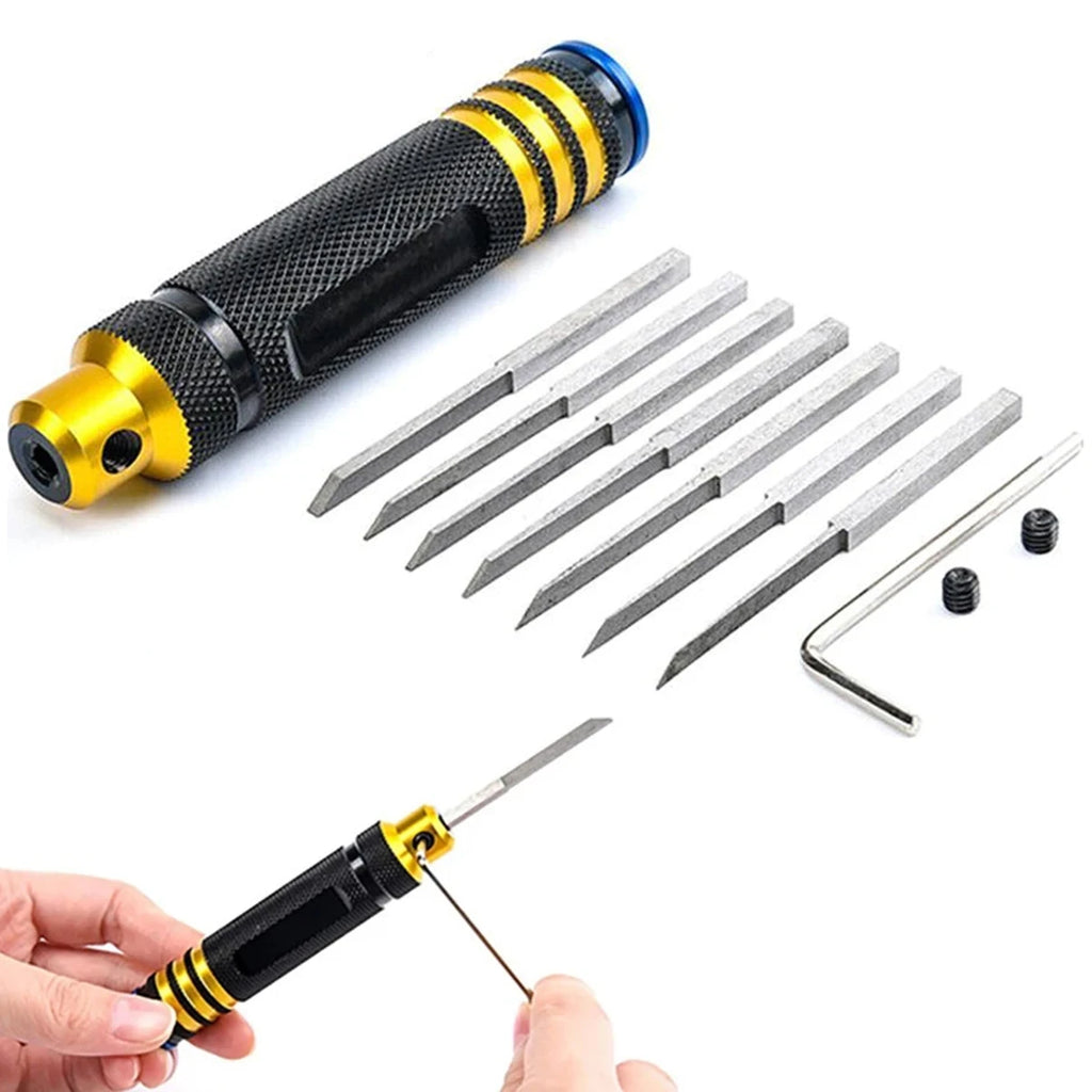 Model Chisel With Blades Gundam Resin Carved Scribe Line Hobby Cutting Tool Chisel 7 Blades Tools For RC Car / Drone Repairing