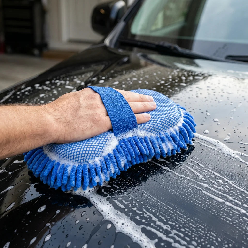 Chenille & Sponge Dual Side Car Wash Block, Scratch-Free. 26x15cm, Super Absorbent, Durable, Gentle