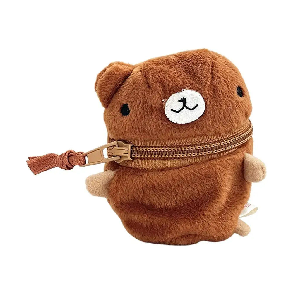 Cute Pink Fluffy Rabbit Coin Purse Keychain Cartoon Plush Doll Bag Charm Kawaii Mini Wallet Pendant Festival Gift