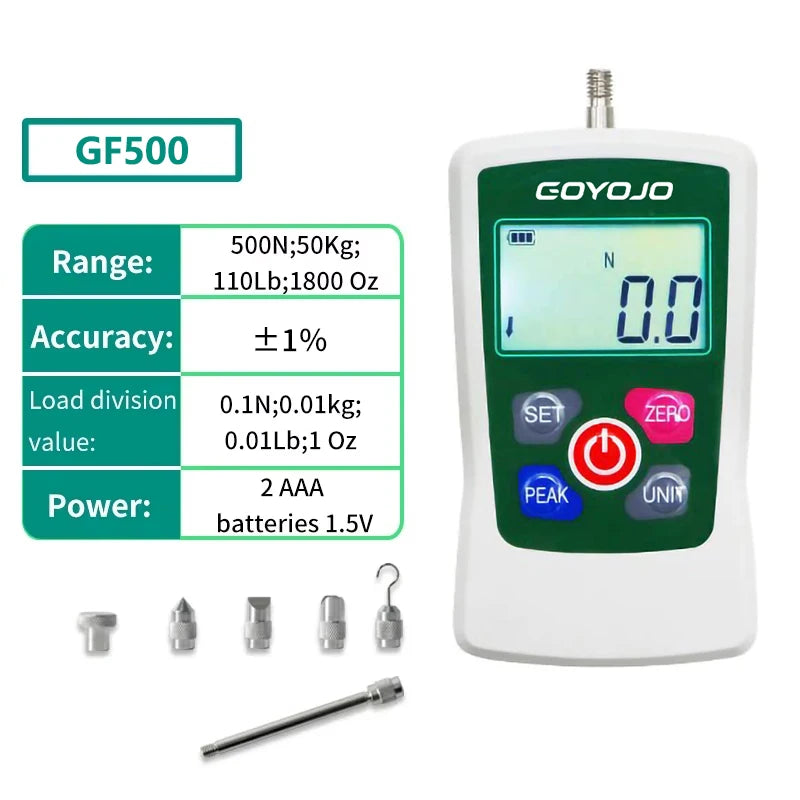 500N Digital Force Gauge High-Precision Push-Pull Meter for Tension & Compression Testing (N, Kg, Lb, Oz) for Material Testing