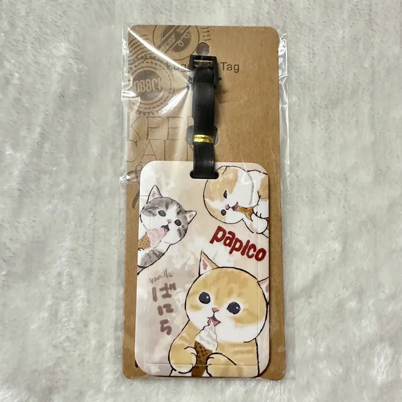 New Cute Shark Cat Luggage Tag Cartoon Anime PVC Bus Card Holder Cover Portable Travel Suitcase Label Antilost Address Card Tag