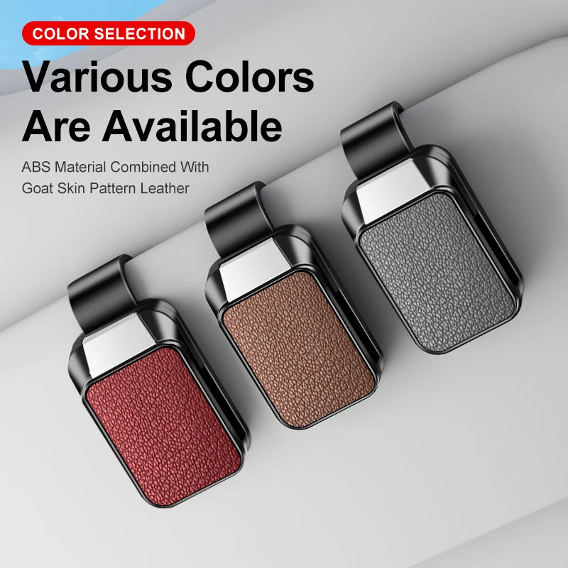 ABS Car Sunglasses Holder Sun Visor Eyeglass Clip with Leather Texture Auto Glasses Ticket Card Clip Interior Accessories
