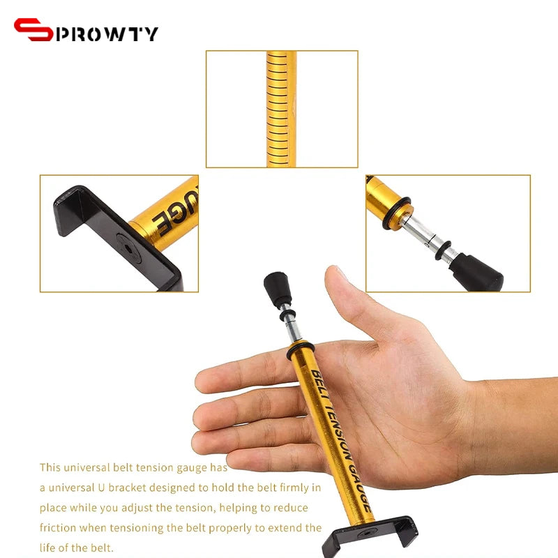 SPROWTY Belt Tension Gauge 10LbS Specification with L Shaped Pad, Belt Gauge Adjustment Tool for Motorcycle Belt Replacement