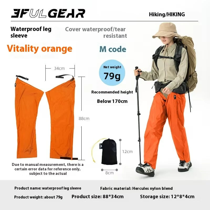 3F UL GEAR Outdoor Waterproof Leg Cover Approximately 79g with Adjustable Rain Proof Wear Resistant Tear Resistant Portable