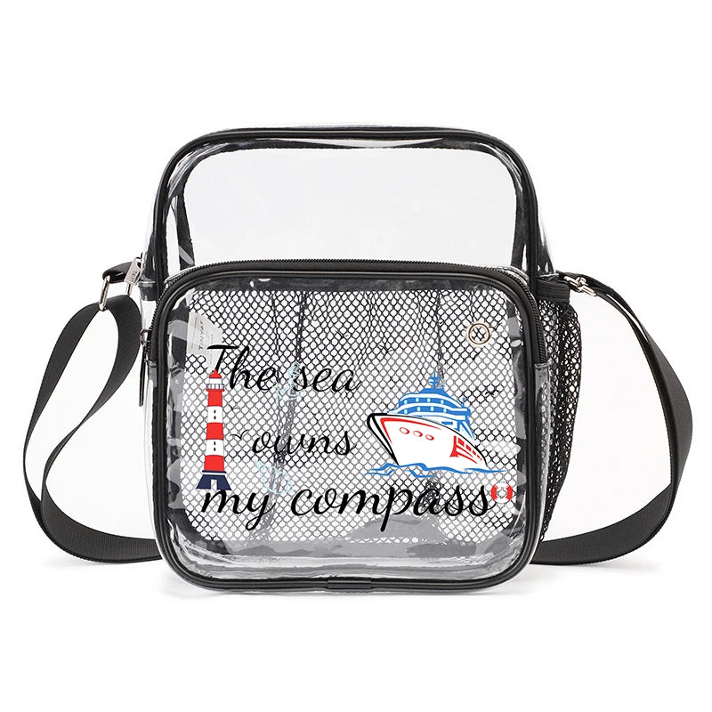 TINYAT PVC Clear Messenger Bag Women Transparent Shoulder Bag Waterproof Crossbody Bag for Music Concert Sports Race