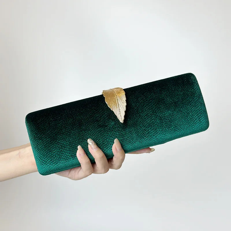 2023 New Velvet Women Wedding Dinner Cluth Bags Laves Clutch Long Purse Dinner Wallets With Chain Drop Shipping
