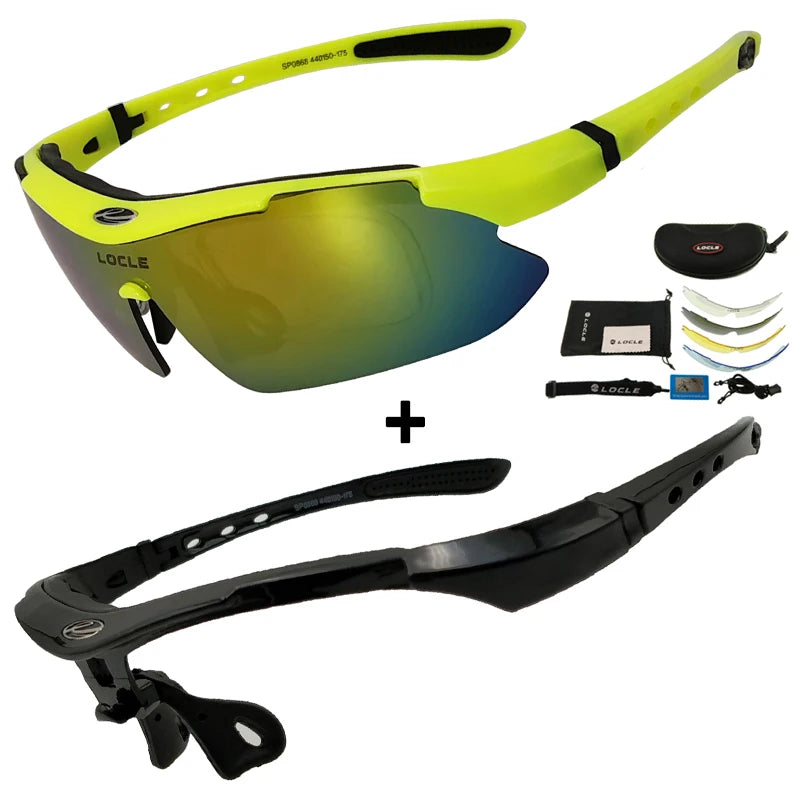 LOCLE Hiking Glasses UV400 Polarized Sunglasses Men Tactical Shooting Goggles Fishing Climbing Sport Glasses Cycling Goggles