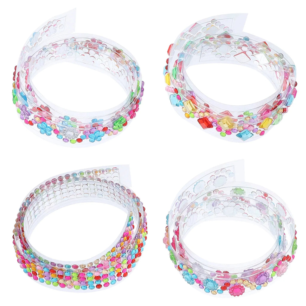 4 Rolls Water Drill Adhesive Sparkling Rhinestone Tape for DIY Crafts Wedding Party Decorative Acrylic Rhinestone Tape
