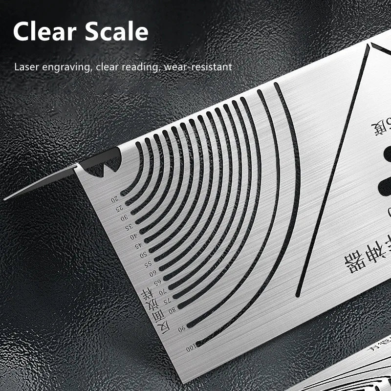 Arc Marking Ruler Right Angle Construction Arc Parallel Drawing Tool 90 Degree Folding Ruler for Metalworking Cutting Guide