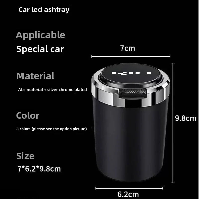 Car Ashtray Cigarette Ash Holds Cup LED Light Automotive Ashtray For Kia Rio Ceed K2 K5 K9 K3 K6 Auto accessories organizer
