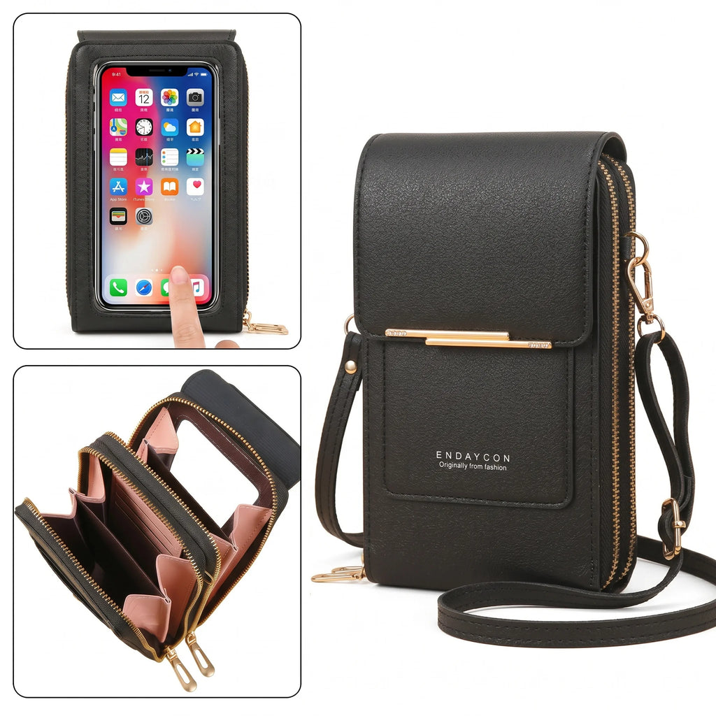 Pomelo Best Touch Screen RFID Crossbody Phone Bag Women PU Leather Multi Card Slots Shoulder Purse