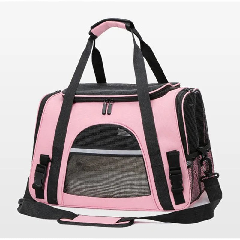 Pet Carrier Bag Foldable Small Dog Cat Carrying Out Bags Expansion Pet Travel Bag Mesh Breathable Expansion Crossbody Handbag