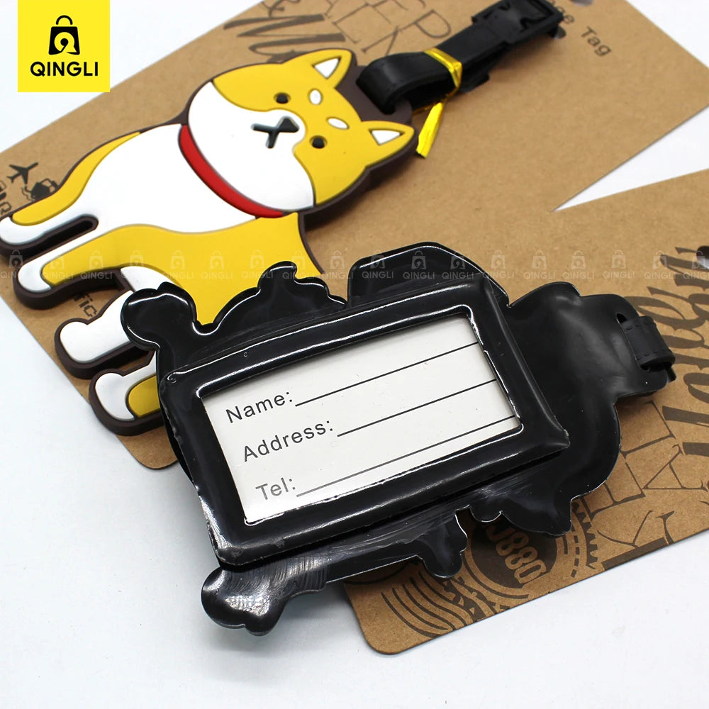 Cartoon Anime Dogs Luggage Tag Lovely Corgi Shiba Inu Akitas Suitcase ID Address Holder Pendent Portable Boarding Baggage Label