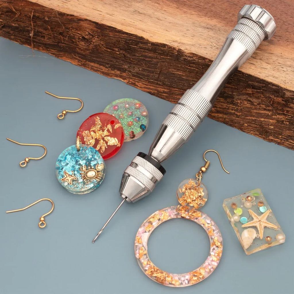 Hand Drill Set - Manual Pin Vise with 10 Mini Drill Bits 0.8 - 3 mm for  Jewelry MakingResin, Hobby Projects Push Hand Drill