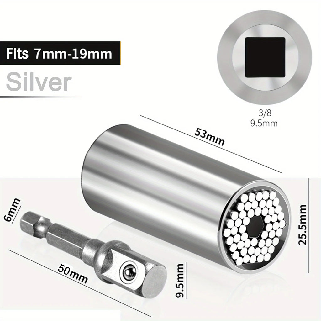 Universal Socket Wrench Set 7-19mm with 3/8-inch Professional Impact Socket Adapter Multi- Nut Tightening Quick Ratchet Stand