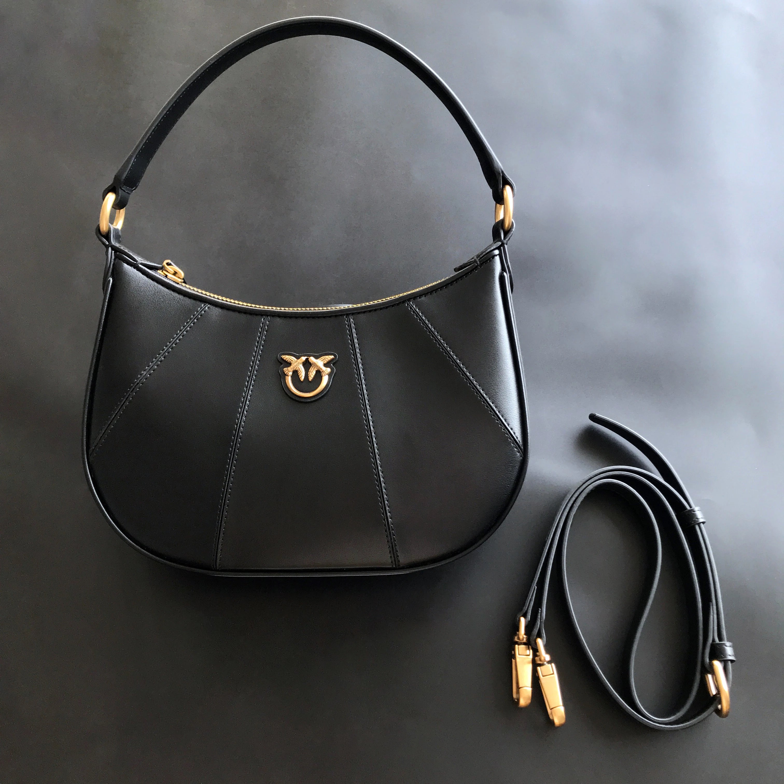 2026 Luxury Pinko‑Inspired Swallow Bowling Bag Top Grain Leather Women’s Minimalist High Quality Handbag
