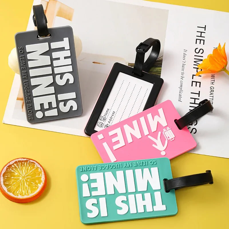 Soft PVC Luggage Tag Fashion Letter Printed Travel Tags Men Women Suitcase ID Name Tag Airplane Labels Bag Tags for Luggage