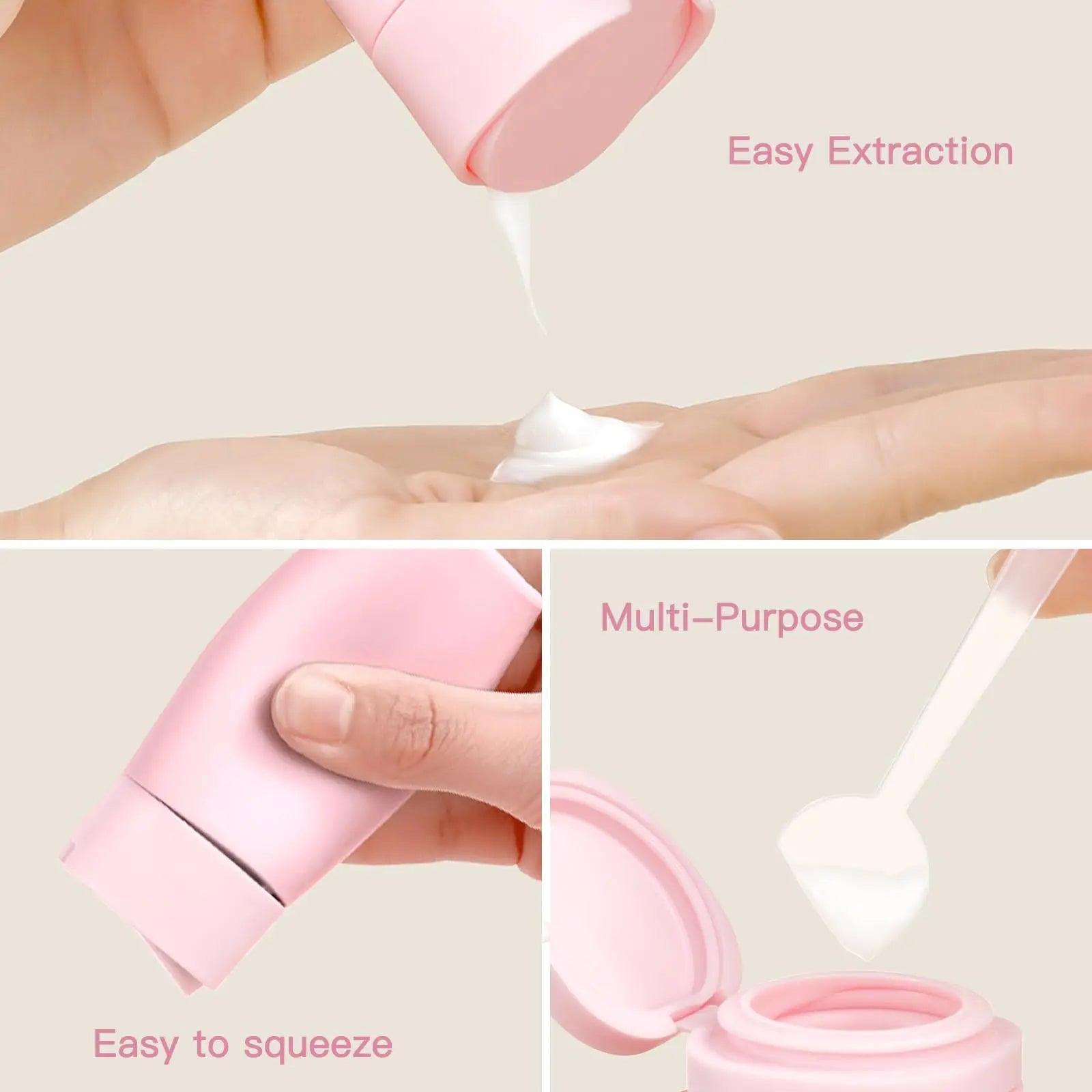5pcs Travel Cream Dispenser Bottles Set Travel Bottles Toiletry Containers Set, TSA Approved, Travel Essentials