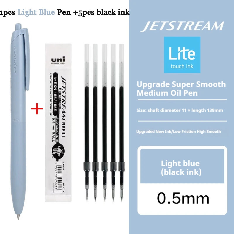 Uni Permanent Ballpoint Pen Jet Stream Anti-slip Cloudy Recycled Eco Shell Friction Super Smooth Ink Oil Pens Portable Supplies