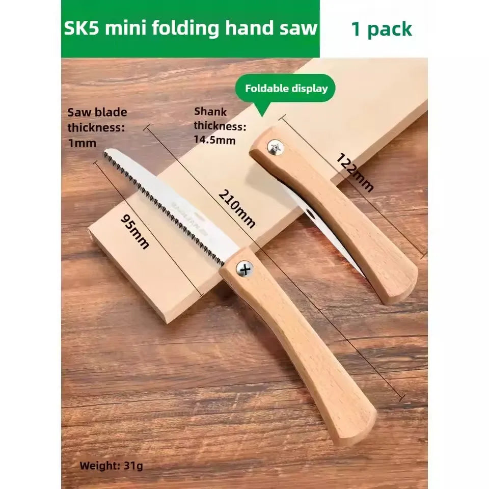 Mini Folding Manual Saw Non-slip Wooden Handle Pull Foldable Saw Flush Cut Trim Saw for Handsaw Woodworking Plastic Cutting Tool