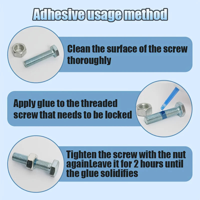 High Strength Thread Locking Adhesive Removable Screw Tightening Glue Anti Loose For Auto Gear Bearing Metal Pipe Joint Repair