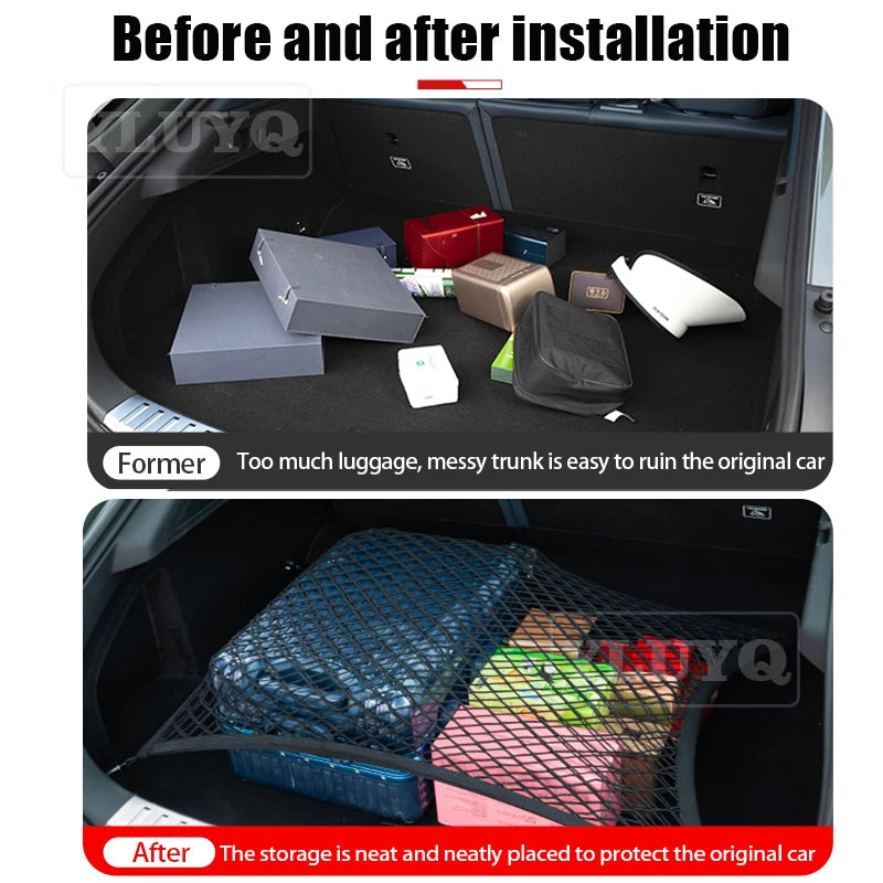 Trunk Net Pocket for Volkswagen Taos 2021-2025 Car Trunk Luggage Fixing Net Elastic Nylon Anti-Slip Car Interior Accessories