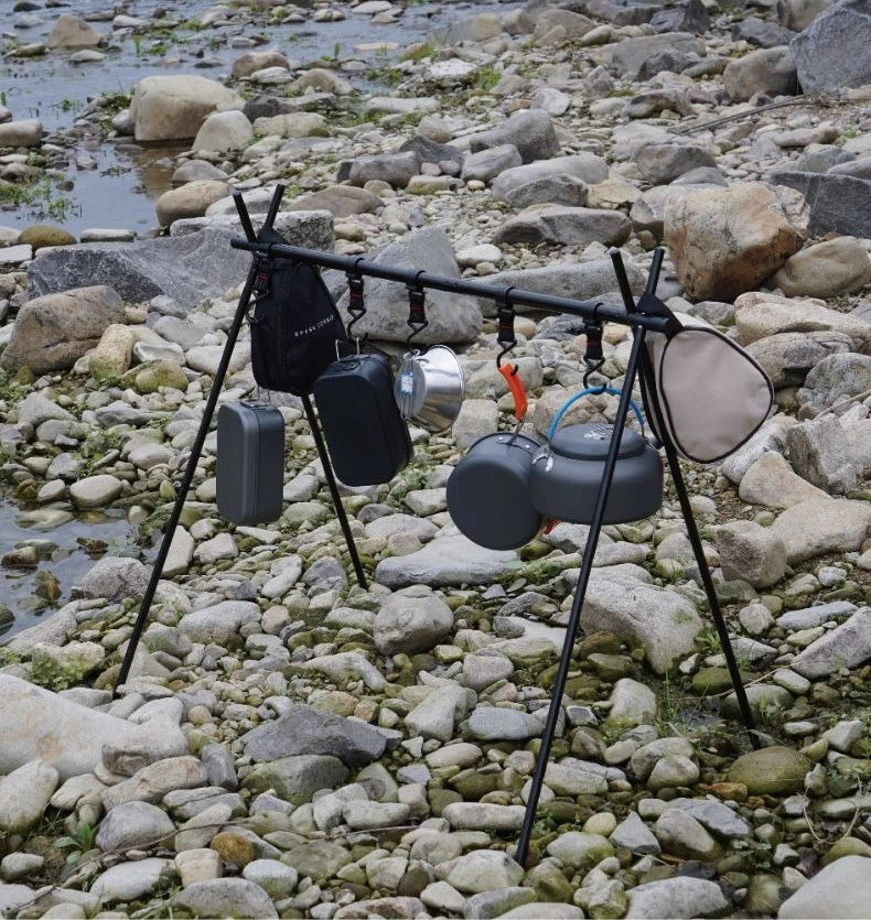 Camping Shelf Aluminum Alloy Organizer Folding Rack Lightweight Travel Hanging Rack Fishing Hiking Camping Storage Rack