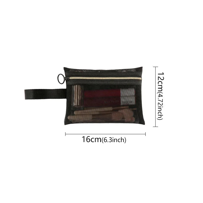 1PCSLarge Capacity Mesh Cosmetic Bag Travel Storage Female Make Up Black Portable Toiletry Organizer Case Lipstick Storage Pouch