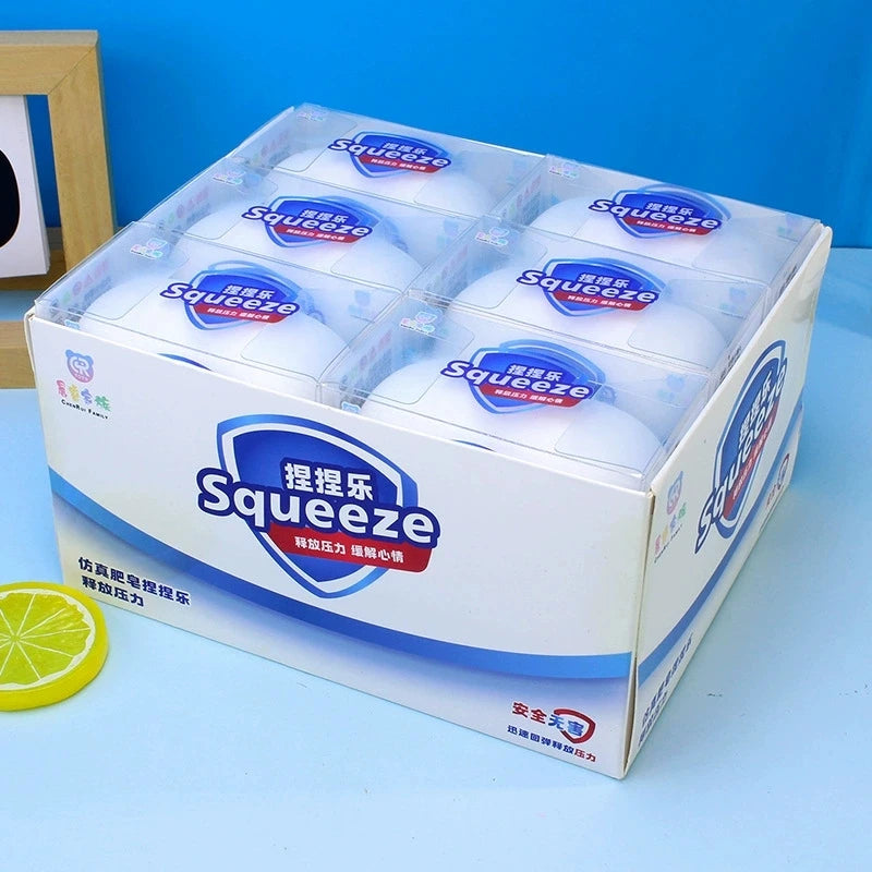 Squishy Soap Stress Relief Sensory Fidget Toys Squishy Soft Simulated Soap Squeeze Toy Anti-Stress Slow Rebound Squeeze Pinch