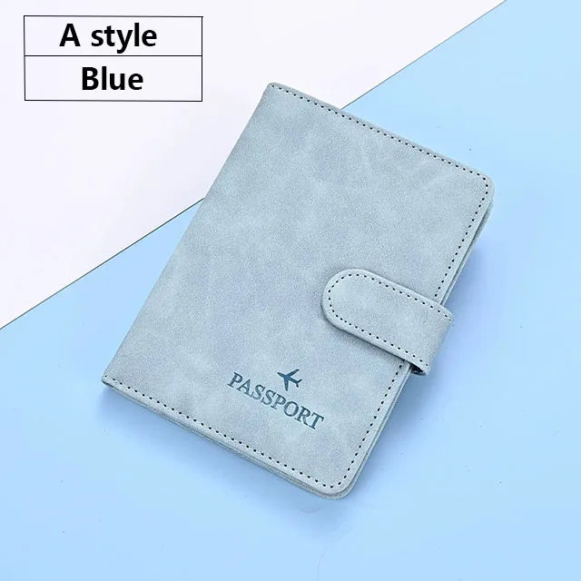 Soft PU Leather Multi Slot Passport Cover with Airplane Logo Snap Closure SIM Card Holder Travel ID Document Ticket Wallet
