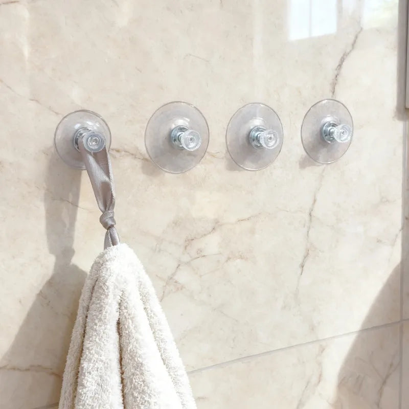 Plastic Suction Cups Hook 25/32/41mm Clear PVC Sucker Pads Strong Adhesive Suction Holder With Screw Nut Home Organizer Hooks